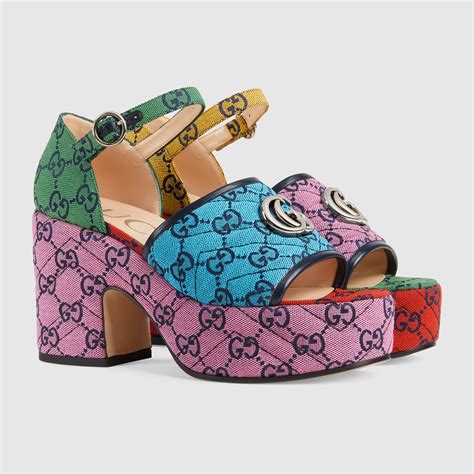 gucci high platform sandals|gucci platform sandals colorful.